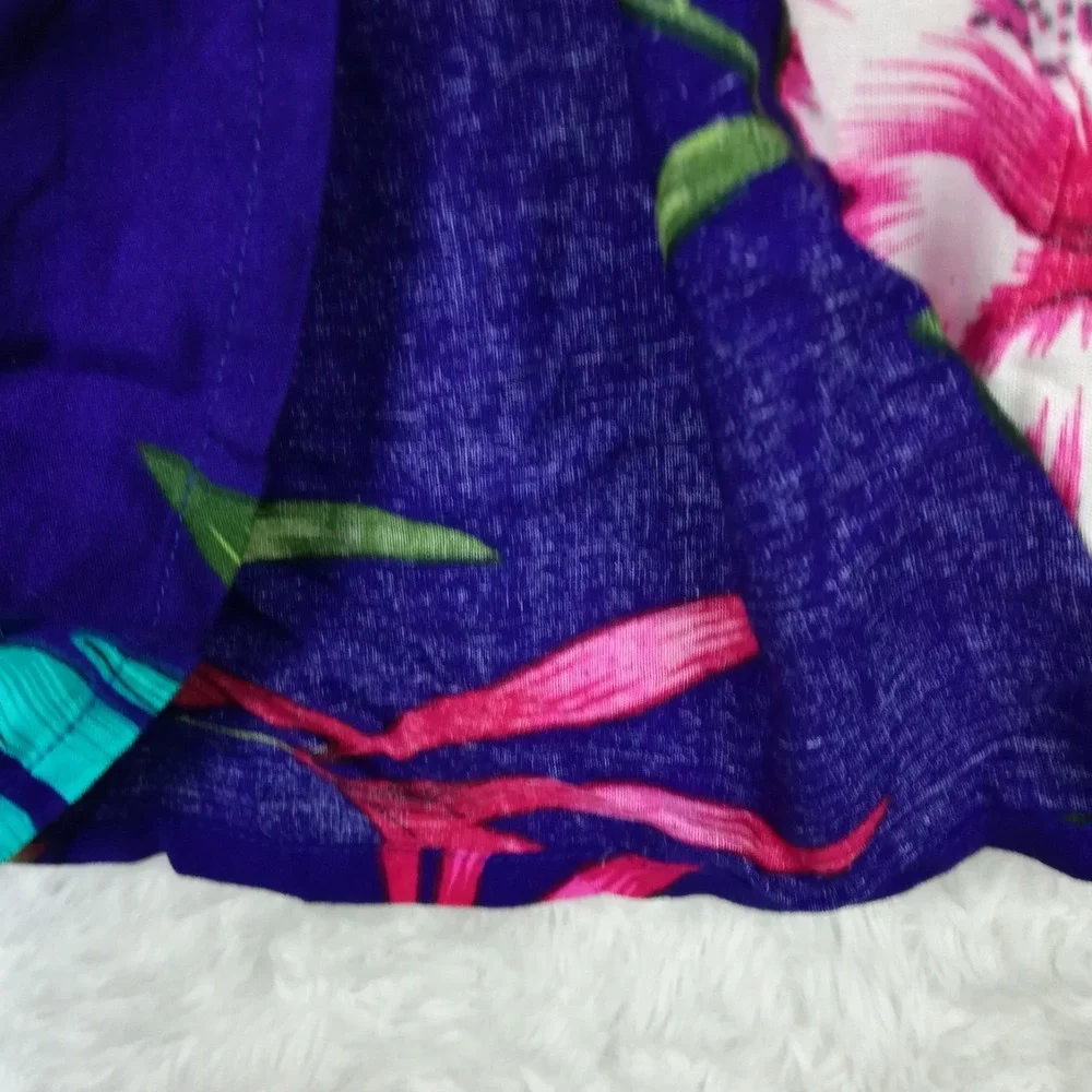 Hibiscus Collection Hawaii Girls Smocked Sundress Tropical Blue Pink OS